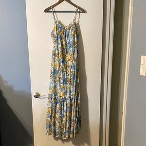 Faherty Blue and Yellow Floral Maxi Dress